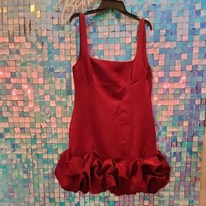 Fashion Nova Red Ruffle Hem Mini Dress